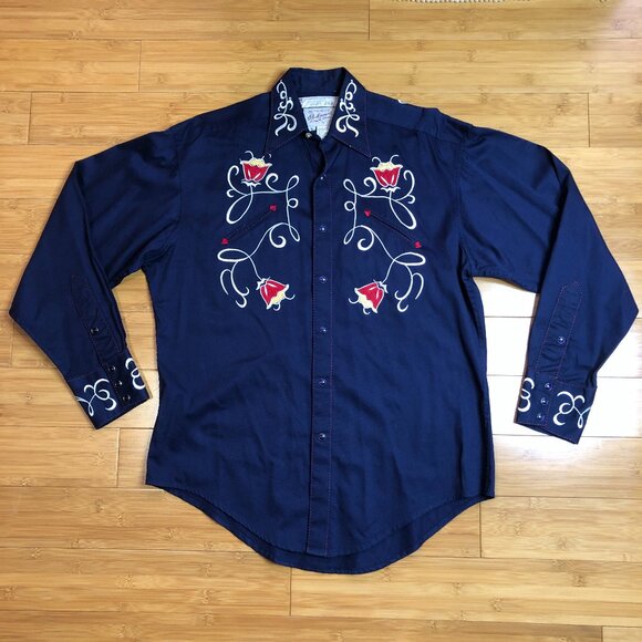 Rockmount Ranch Wear Other - Rockmount Ranch Western Wear Navy Floral Cotton Mens Vintage Shirt S M